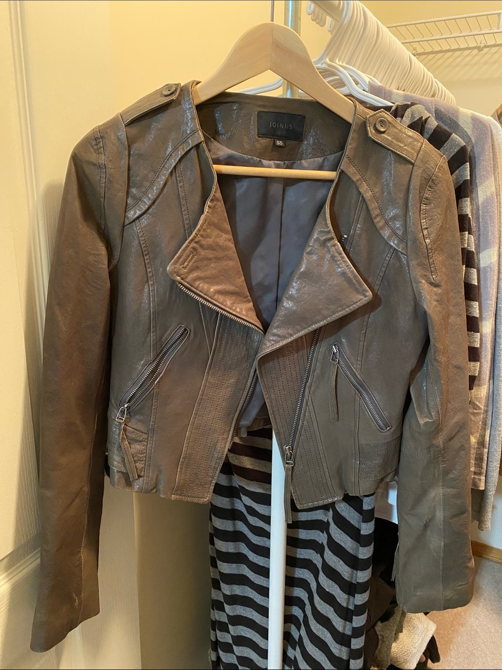 Genuine Lambskin Leather Moto Jacket - Size 55 (US XS-S)